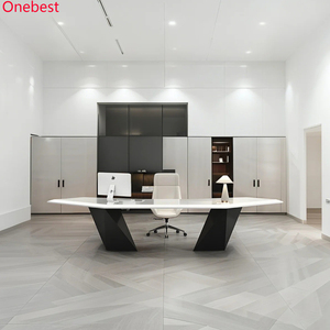 Villa House Organizador de escritorio de trabajo en forma de L Almacenamiento de oficina en casa Mesa de oficina en casa blanca y negra - Product Image 5