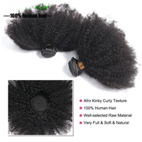 Prêt à Expédier Cheveux Humains Brésiliens Vietnamiens Afro Crépu Bouclé 1B en Faisceaux avec Closure Bruts Non Transformés Extensions 4B 4C Style Bande Adhésive
