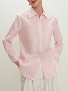 Camicetta Casual da Donna in Cotone con Colletto Peter Pan <span class=keywords><strong>e</strong></span> Bottoni Frontali per l'Ufficio - Product Image 1