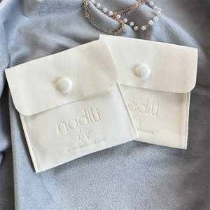 Tùy chỉnh Emboss sợi nhỏ Phong Bì trang sức Pouch với Botton sợi nhỏ bông tai vòng cổ túi đồ trang sức - Product Image 6