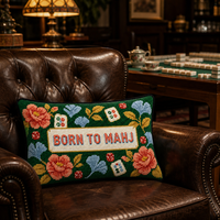 Housse de coussin Mahjong brodée à la main en polyester, faite à la main, pour salle de jeux, vente en gros, OEM