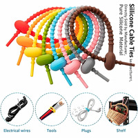 Sangles de câbles en silicone flexibles multi-usages, réutilisables, ajustables, DIY, colorées, cadeau promotionnel, attaches pour écouteurs, modernes