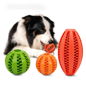 Giocattoli per cani per animali domestici che rosicchiano denti da rugby resistenti ai morsi non male, forniture per palline di gomma per perdite di cibo - Product Image 1