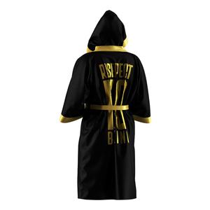 Robe de boxe professionnelle noire pour homme, légère et douce en satin, pour l'entrée en compétition de kickboxing - Product Image 6