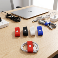 Organisateur de câbles en silicone super résistant, réutilisable, avec logo imprimé personnalisé, étanche, pour la gestion des câbles, fixation par attaches
