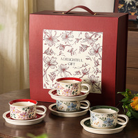 Tasse à café finlandaise et soucoupe coffret cadeau tasse en céramique de haute qualité peinte à la main style vintage tasse cadeau de fête