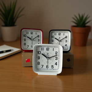 <b>Desk</b> <b>Clock</b> Silent Alarm <b>Clock</b> Square Quartz Table <b>Clock</b> For Home Office Bedroom Use - Product Image 3