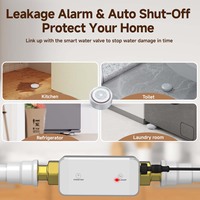Kit d'alarme intelligent anti-fuite d'eau en stock, une sirène, trois capteurs, sans fil 300M, alarme sonore et lumineuse 90dB, notification push via l'application