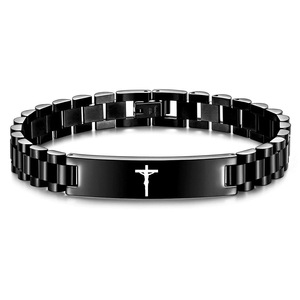 Croix géométrique ronde 10 mm, bijoux religieux pour homme, cadeau, ton argenté doré - Product Image 4