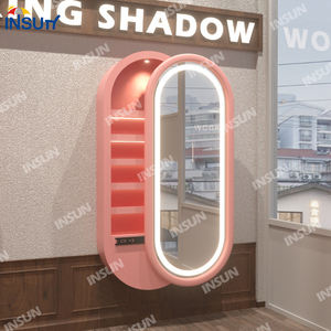 2024 nuevo diseño personalizado salón Mesa espejo montado en la pared con luz LED manija de acero inoxidable gabinete de almacenamiento <span class=keywords><strong>oculto</strong></span> - Product Image 6