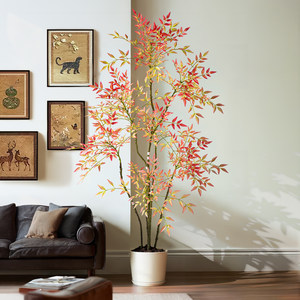 Árbol Artificial de <span class=keywords><strong>Nandina</strong></span> Grande de 6 a 7 Pies de Altura, Planta Artificial Realista para Decoración de Interiores y Exteriores, Hogar, Oficina, Sala de Estar, Dormitorio, Porche - Product Image 5