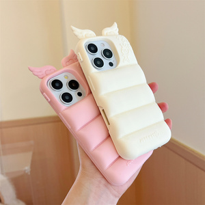 Kawaii Màu Sắc Tinh Khiết Xuống Áo Khoác Thiên Thần Cánh Thiết Kế Mềm <span class=keywords><strong>Silicone</strong></span> Điện Thoại Bìa Cho <span class=keywords><strong>Iphone</strong></span> 17 Pro Max 16 Cô Gái Phụ Nữ Dễ Thương Trường Hợp Điện Thoại - Product Image 4