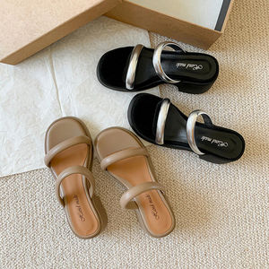 Sandali Casual Estivi da Donna Sexy e alla Moda con Punta Aperta, Suola Spessa, Tomaia in Microfibra e Tacco Medio in <span class=keywords><strong>Pelle</strong></span> Sintetica - Product Image 6