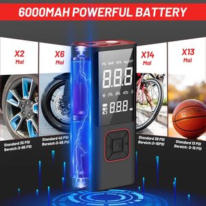 Compresor <span class=keywords><strong>de</strong></span> aire para inflar neumáticos portátil <span class=keywords><strong>con</strong></span> pantalla digital6000 mAh BatteryAuto Shut Off Sui table para automóviles, motocicletas, bicicletas - Product Image 2