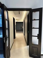 Porte en bois laqué noir moderne, fabrication sur mesure, porte double à ouverture latérale en bois massif de haute qualité pour villa et appartement