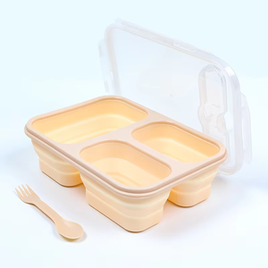 Đóng Mở 2-Ngăn <span class=keywords><strong>Silicone</strong></span> Bento Hộp Ăn Trưa Thân Thiện Với Môi Có Thể Gập Lại Thực Phẩm <span class=keywords><strong>Container</strong></span> Bpa-Miễn Phí Máy Rửa Chén Tủ Đông An Toàn - Product Image 2