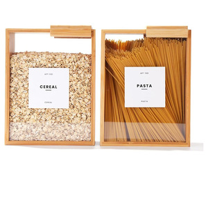 <b>Bamboo</b> Acrylic Storage <b>Container</b> 18L Wooden Lid See Through Rectangle Food Storage Box - Product Image 1