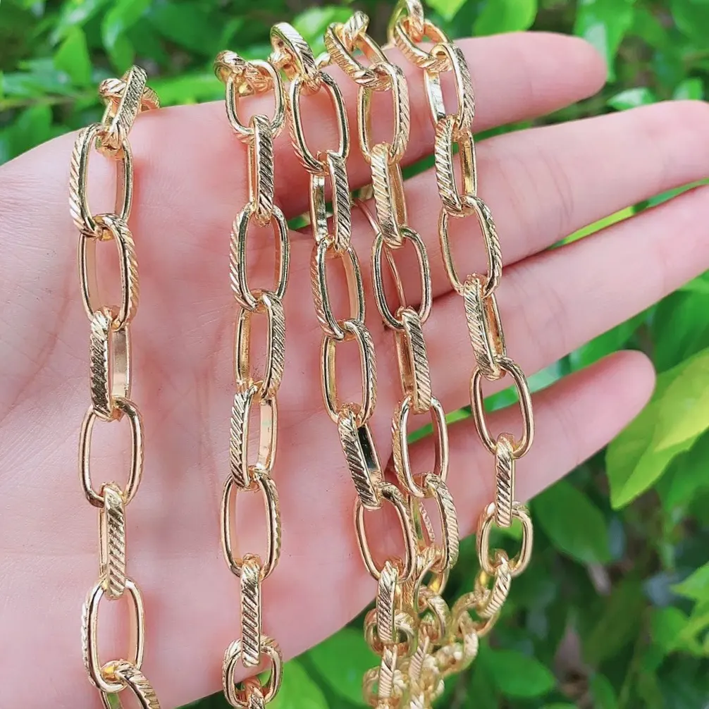 Cadena chapada en oro de 18k de alta calidad para fabricación de joyas, LS-B1427, accesorios para collares y pulseras