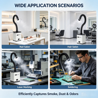 Extracteur de fumée économique avec débit d'air de 180 m³/h et efficacité de 99,97 % pour l'élimination des fumées industrielles et de laboratoire