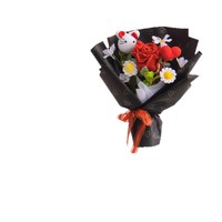 Buket Mawar Rajutan Tangan, Rangkaian Bunga Matahari Tulip Crochet, Bunga Benang Custom Grosir untuk Dekorasi Pernikahan, Pesta, dan Rumah
