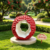 Sculpture géante en fibre de verre en forme de litchi, cadre photo creux surdimensionné, statue pour parc à thème fruitier, centre commercial, place commerciale