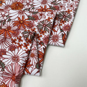 बांस 4 तरह स्पैन्डेक्स 7 औंस ओएम और ओडम हाथ से आकर्षित फूल पुराने पुष्प कस्टम मुद्रित चिपचिपा रंग के कपड़े कम मोक थोक - Product Image 5