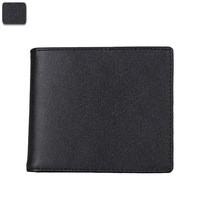 Usine directe Logo personnalisé cuir de vachette noir en cuir véritable hommes portefeuille en cuir à deux volets avec blocage Rfid