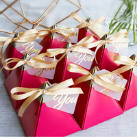 Boîtes Cadeaux Triangulaires de Qualité pour Mariage, Boîte à Dragées avec Ruban et Étiquette
