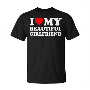 Camiseta I Love My Beautiful Girlfriend de algodón negro, unisex, talla para adultos - Product Image 3