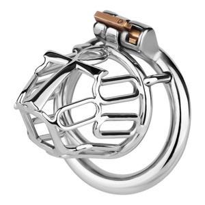 Jaula de Castidad Metálica FRRK-315A con Patrón Irregular, Apta para Principiantes, Jaula de Acero Bloqueable para Hombres Gay, Mejora Intensa de la Abstinencia - Product Image 4