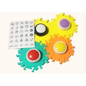 Factory recordable talking button dog buzzer animal talking buttons with sticker