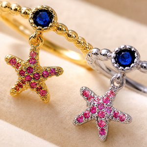 Anello regolabile a forma di stella a cinque punte con apertura, gioiello da donna dal design alla moda per l'uso quotidiano - Product Image 4