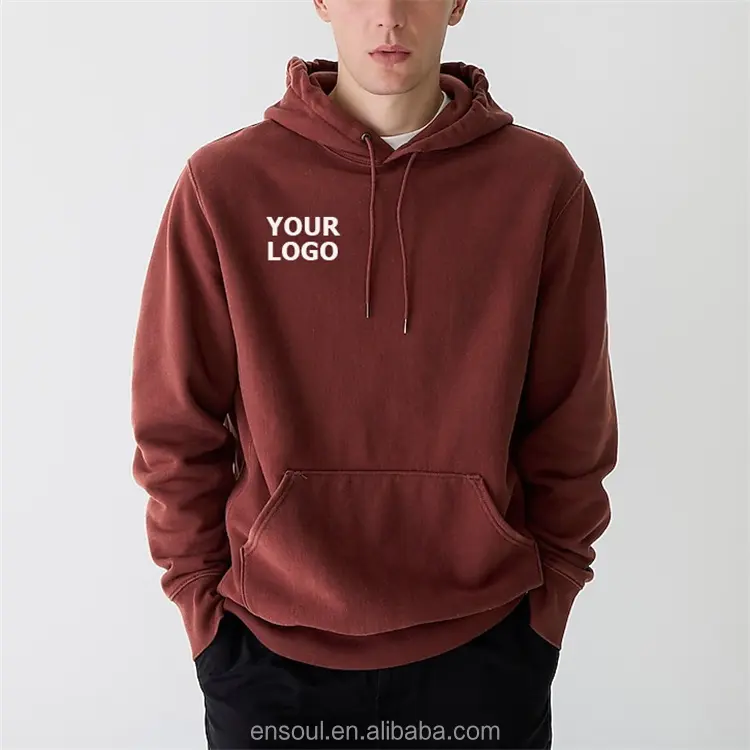 Wholesale 100% Cotton French Terry Black Pullover Custom Logo Plain Hoodies For Men