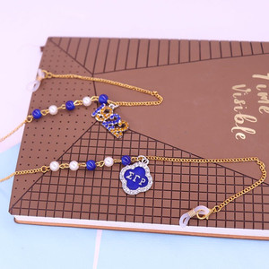 Sang Trọng Chất Lượng Cao Đính Cườm Mạ Vàng Kính Chủ Liên Kết Chuỗi 1922 Số Mặt Dây Chuyền Hy Lạp Sigma Gamma Rho Kính Chuỗi - Product Image 3