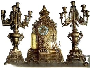 <span class=keywords><strong>2025</strong></span> mới AY đầy đủ thiết lập sang trọng cổ điển trang trí nội thất đồng thau thiên thần bảng đồng hồ và Alabaster nến - Product Image 2