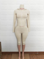 Ensemble de veste à manches courtes et pantalon capri Y2K avec logo personnalisé du fabricant pour femmes, ensemble de survêtement de yoga et d'entraînement en 2 pièces pour femmes