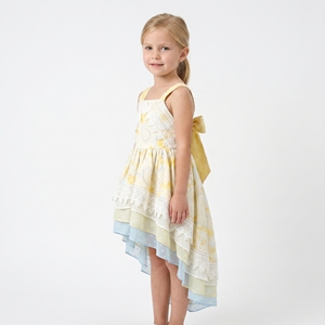 <span class=keywords><strong>Robe</strong></span> de princesse formelle haut de gamme en mousseline de soie <span class=keywords><strong>à</strong></span> volants, asymétrique, avec dentelle et blocs de couleur, pour fillettes, idéale pour les fêtes d'anniversaire - Product Image 5