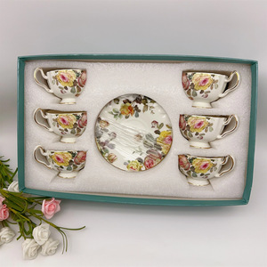 Vintage Floral Tea <b>Cups</b> <b>Set</b> of 12 Pieces 90ml Espresso <b>Cup</b> European Coffee <b>Cup</b> <b>Set</b> with Gold Rim - Product Image 4