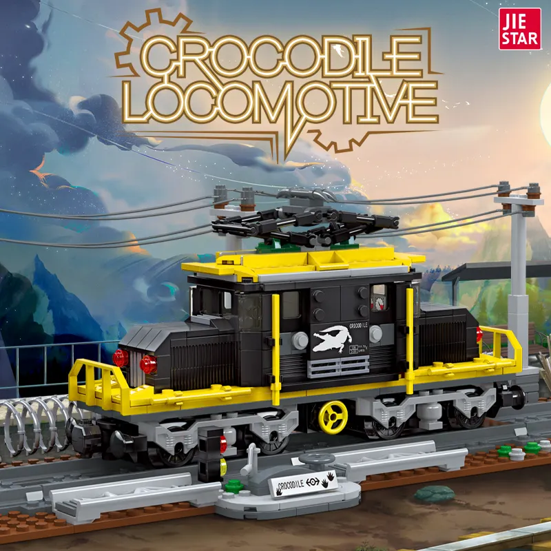 JIESTAR Últimas 669 Pcs Crocodile Locomotiva Modelo Construção Educação Building Block Brick Toy 2023 Meninos Meninas Diy Train Toy
