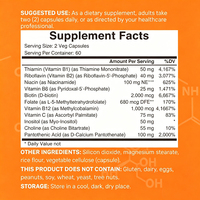 Capsules de Vitamine B à Marque Blanche OEM 500mg/60caps/Bouteille – Acide Folique et Complexe de Vitamine B – Complément Alimentaire