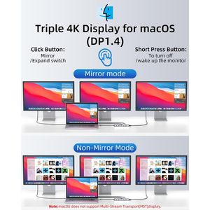 USB C HUB Màn hình kép 13 1 ba hiển thị Docking Station Multiport Adapter 2 HDMI + DP + 8 USB C/A USB C Docking truyền dữ liệu - Product Image 4