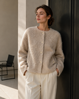 Manteau en laine et alpaga épais à col rond pour femme, style décontracté, à manches longues, idéal pour le bureau en hiver