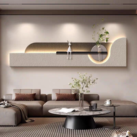 Lukisan Dinding Relief 3D Skandinavia Buatan Tangan, Seni Dinding untuk Teras, Aula, Lobi, Horizontal, Dilengkapi Lampu LED, Bahan Batu Pasir dengan Vas