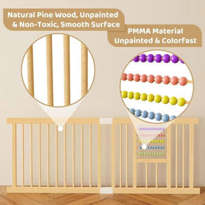 Parc de jeu pliable en bois pour bébé, grande zone d'activités intérieure sécurisée, mobilier pour enfants - Product Image 4