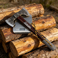 Hache en acier forgé à double tête robuste - Hache de camping de style viking tranchante pour couper du bois et la survie