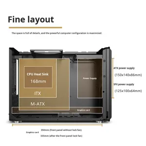 กล่องคอมพิวเตอร์ขนาดเล็กสำหรับเล่นเกมตั้งโต๊ะขนาดกลางไมโคร ATX แบบพกพา P40ตาข่ายเครื่องเล่นไม่รู้จักพร้อมแหล่งจ่ายไฟในสต็อก - Product Image 5