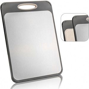 Planche à découper double face 2 en 1 en acier inoxydable 304 et paille de blé avec bords en TPR 35,4x24,4cm Utilisation en cuisine - Product Image 2