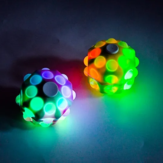 Q1596 LED Fidget Ball Spinner Silicone Sensory Toys Stress Balls Autism Stress Relief LED Light Up Fidget Balls Spinner