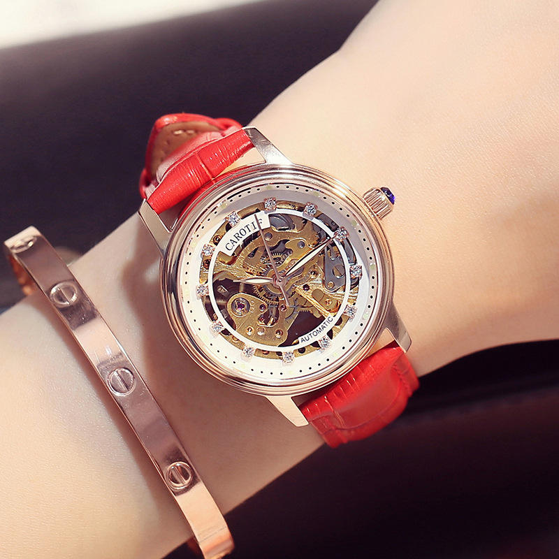 Rose gold-red leather