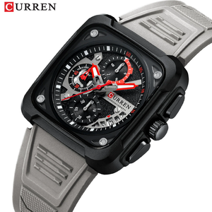 Montre sport à quartz pour homme, boîtier en cuir, chronographe, affichage analogique, cadran noir et rouge de 30 mm, verre résistant à l'eau, tendance - Product Image 5